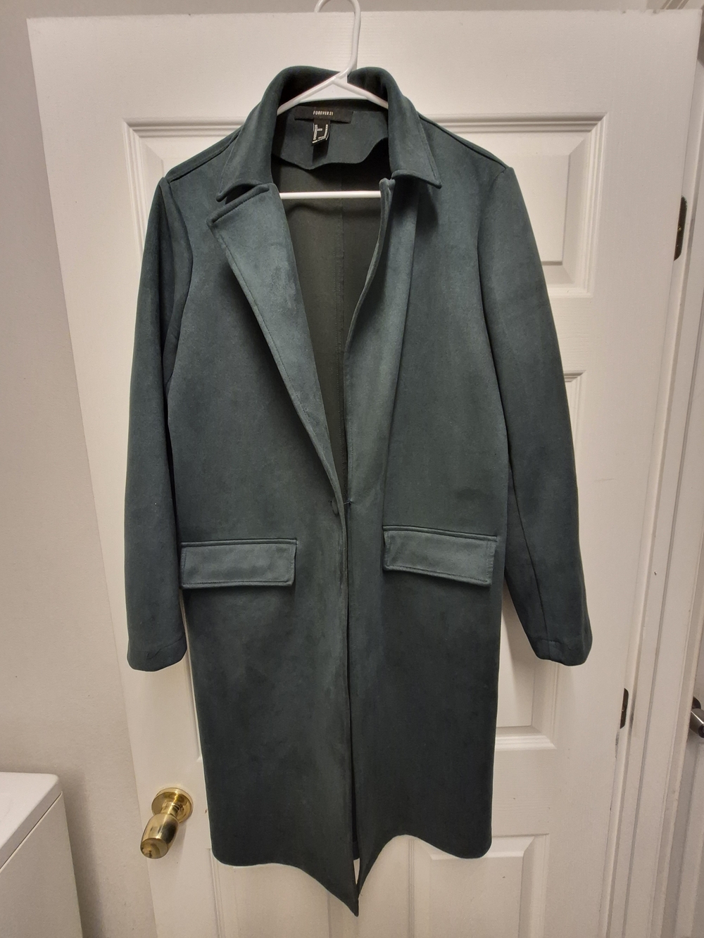 H&M Women's Teal Suede-Look Trench Coat